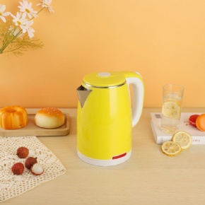 Yellow Color double wall 1.8L Electric Stainless Steel Kettle with keep warm function