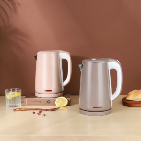 Crylinderical Shape Electric Kettle 1.8L Stainless Steel & Plastic Kettle Body Double Shell Anti-Scald Electric Water Kettle